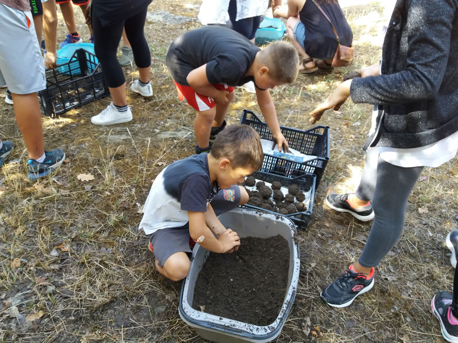 I bambini preparano palle di fango con gli EM
